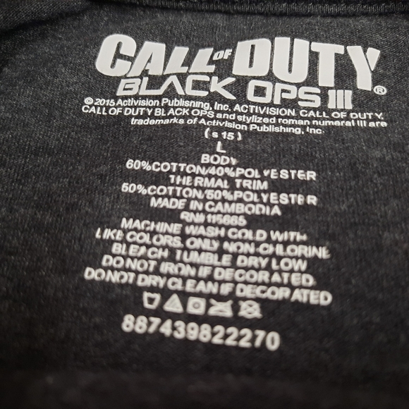 2015 Call Of Duty Black Ops III Long Sleeve Tshirt Adult Sz L Gamer Merch Twitch - Picture 4 of 6